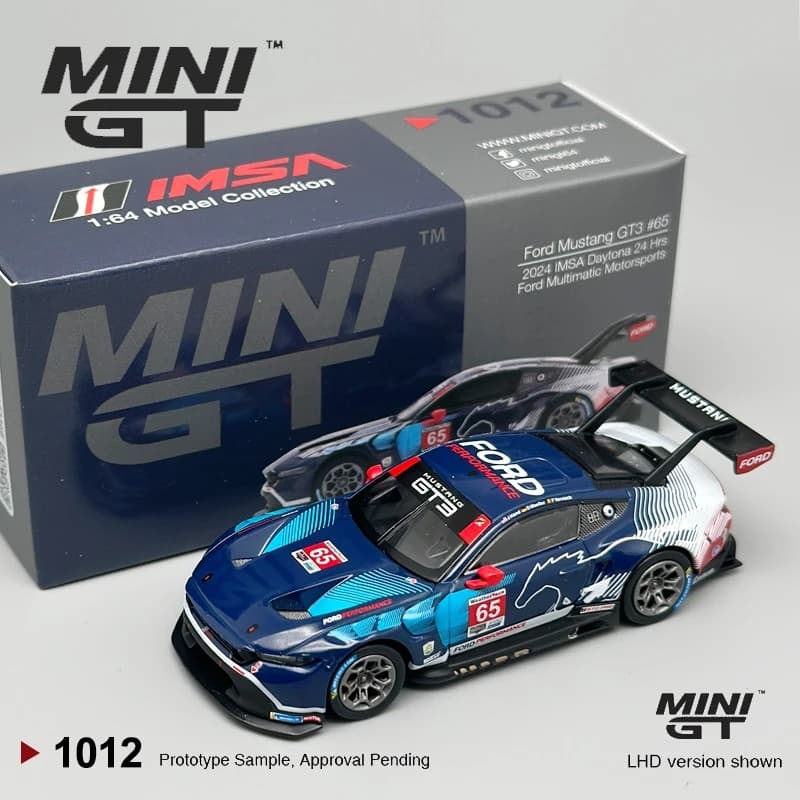 MINIGT 1:64 Ford Mustang GT3 # 65 Ford Multimatic Motorsports 2024 Alloy Car Model 1012