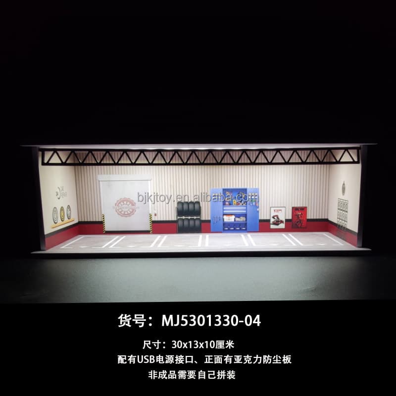 Tin Wheels Studio 1:64 Diecast Diorama Parking Space Lot Scene With Acrylic Door Car Parking Garage 1:64 die-cast model car